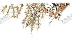 横版树枝鸟 【酷图网】柳条,叶子,枝繁叶茂,枝鸟,暗色画