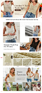 SHEWIN Spring Tops for Women 2024 Casual V Neck Crochet Sweater Vest Sleeveless Tank Tops Shrts Blouses Loose Fit,(US 12-14) L,White at Amazon Women’s Clothing store