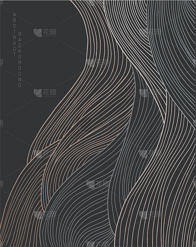 抽象日本风格的线条波浪
