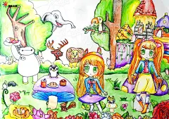 《春游》 儿童画作品~~孩子们好棒！