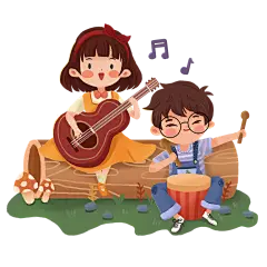 手绘-儿童音乐场景人物插画