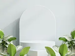 Product display podium decorated with a light blue color background.3d rendering