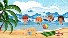 儿童,进行中,海洋,可爱的,波浪,童年,节日,夏天,沙子,女孩