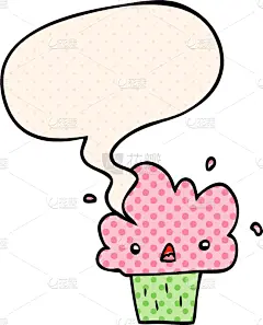 纸杯蛋糕,对话气泡框,卡通,漫画书,可爱的,书,蛋糕,图像,艺术,演讲