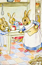 Bunnikin's Picnic Party -- Making Jam sandwiches -- High quality art prints, framed prints, canvases -- Ladybird Prints