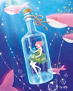 色彩搭配极好的岁月童话插画作品