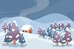 创意矢量冬季雪景背景