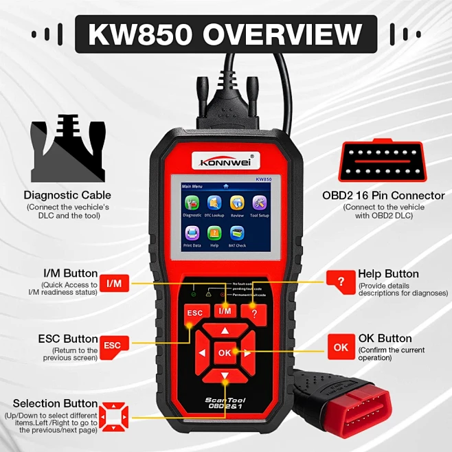 D-Lumina OBD2 auto-diagnose-auto ondersteunt meerdere talen, OBD2