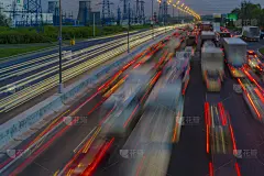 交通堵塞,夜晚,都市风光,路,汽车,长的,云,黄昏,路口,小路