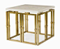 Inlaid Crystal Top and Brass Base Side Table