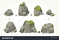 Collection of vector stone illustrations drawn in the same style