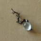 【大树珠宝设计】玻璃白蛋梅枝胸针--一剪梅-淘宝@北坤人素材