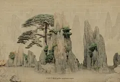 中国风工笔画背景素材 山师 松柏