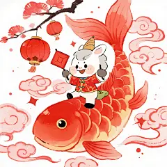 2026年新春春节小马年IP形象吉祥物png海报jimeng-2025-07-21-9551-国传统新年插画，Q版Chibi卡通风格。一匹白色的中国马，调皮可爱，穿着红色过年