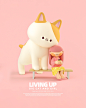 3D illustration-BIG CAT & GIRL 008 : Big Cat and Girl