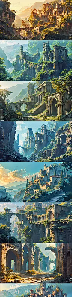 神庙建筑场景素材 游戏丛林遗迹场景设定美术资源 背景插画设计-花瓣网