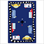 Cars Blue Rubber Backed Kids Rug Network Rugs: 