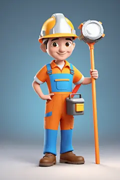 文明城市施工工程师人物模型