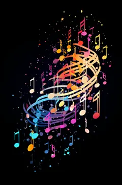 AI数字艺术音乐乐符乐谱元素插画