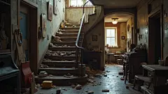 堆放杂物的楼道消防背景