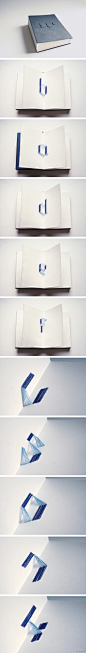 波兰设计师Iwona Przybyla设计的一本字母立体书，当书呈90°打开，棉线缝制的字母即会巧妙地呈现于我们眼前。