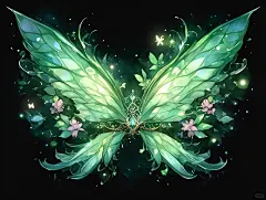 梦幻绿蝴蝶翅膀