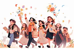 开学季扁平风插画