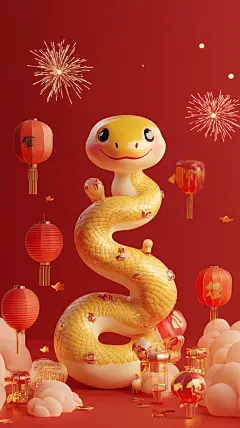蛇年素材背景形象设计蛇主题 小年除夕蛇年通用(282)
