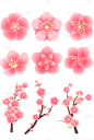 植物矢量粉色桃花图标元素素材