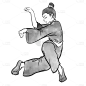 中国风-水墨武侠人物插画贴纸1