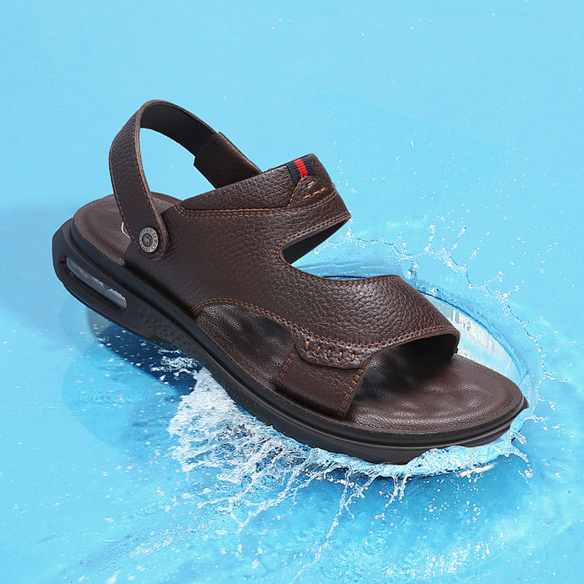 【牛皮】2021夏季新款凉拖鞋两穿防滑气...