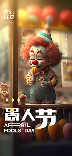 西方节日愚人节潮流海报