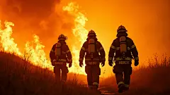 扑火场景火灾消防员救火灭火背景