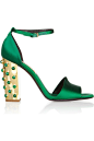 Stella McCartney Embellished-heel satin sandals