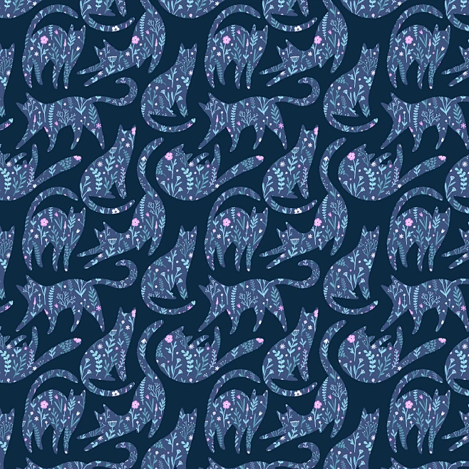 animal-cat-cute-floral-flowers-kitten-pattern-pet-print-seamless