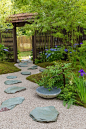 Japanese Summer Garden. Designed by: Saori Imoto (a partner designer of Studio Lasso). Sponsored by: Unique Japan Tours and Nomura Foundation. RHS Hampton Court Palace Flower Show 2016.