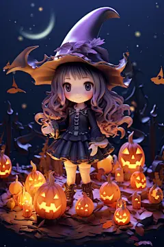 巫师帽万圣节女巫小魔女模型图片