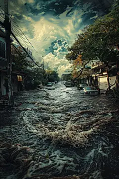 城市内涝自然灾害图片