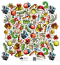 [美工云]Christmas圣诞节复古涂鸦巴洛克风格插画_EPS矢量文件：