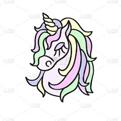 手绘独角兽头素描孤立在白色
