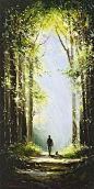 A Walk in the Woods by Gleb Goloubetski,  Oil on Canvas, 110cmx55cm