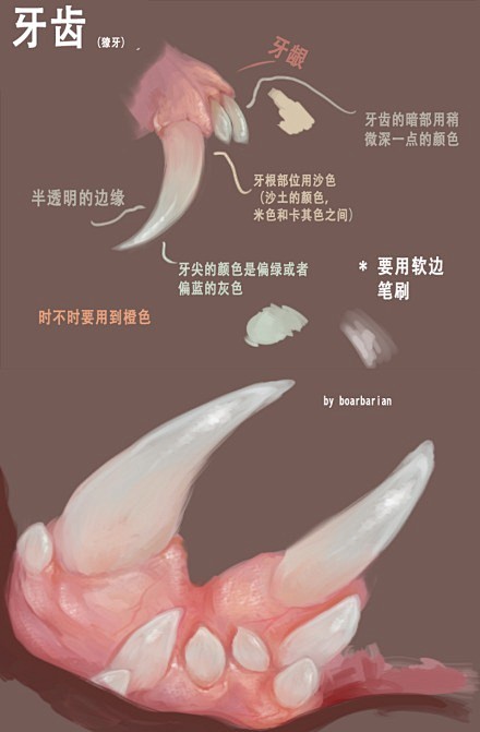 #绘画参考##汉化# 画牙齿的用色和用笔...