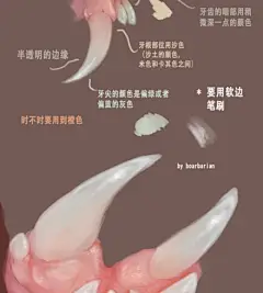 #绘画参考##汉化# 画牙齿的用色和用笔的一些tips~ （by boarbarian）