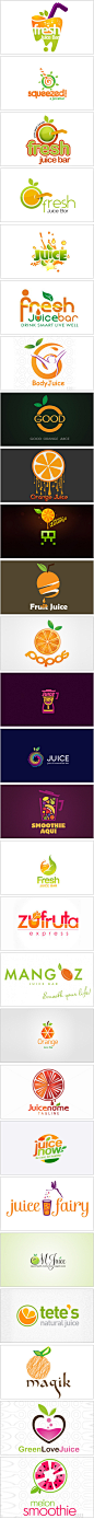 一组水果饮料元素的logo设计