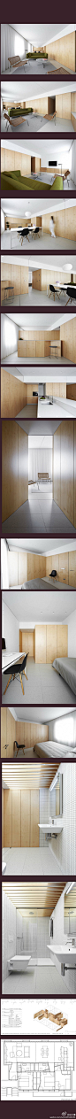 “一尘不染”：公寓，96平米，3卧2卫，潘普洛纳，西班牙，设计IB。 能做到如此干净统一，平面规划功不可没。美耐板美得极致！