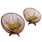 rattan armchairs - italy - 1950s: