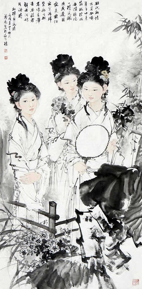 【国画】王茂飞《红楼梦·吟诗作画》   ...