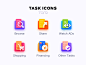 Task Icons By Taro app ui type icon illustration flat vector colorful