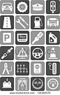 stock vector : icons of motor vehicles, automobile, traffic, mechanical, safety...
