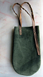 little green leather bag with brown leather